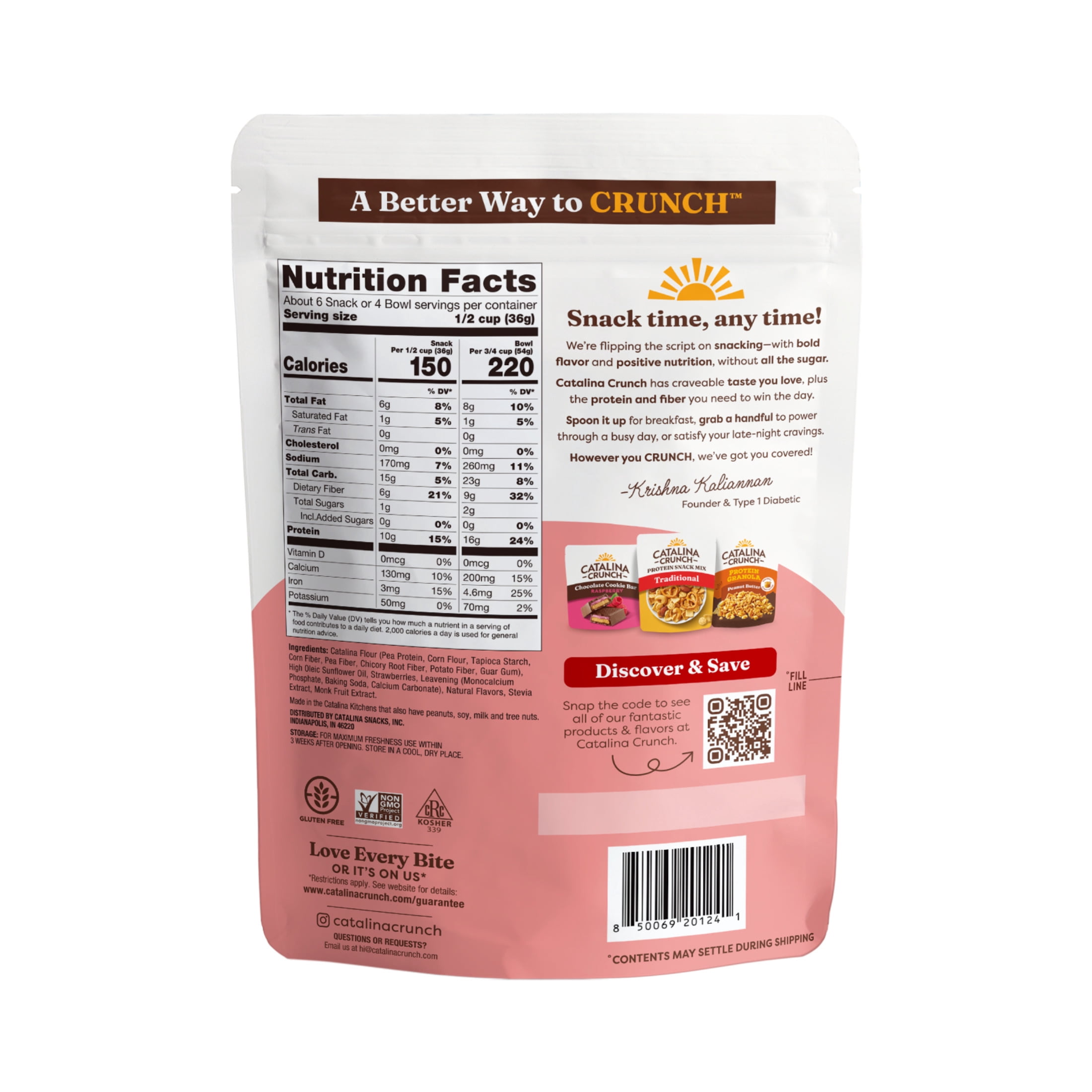(4 pack) Catalina Crunch Protein Cereal, Strawberry Strudel, 8 oz