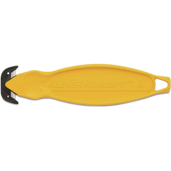 Klever Koncept Safety Cutter, 5.75" Plastic Handle, Yellow, 10/Pack