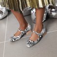 thumbnail image 1 of Sandalias de verano para mujer de tacón bajo de cuero con patrón de serpiente artificial a la moda Wmkox8yii shkj736, 1 of 9