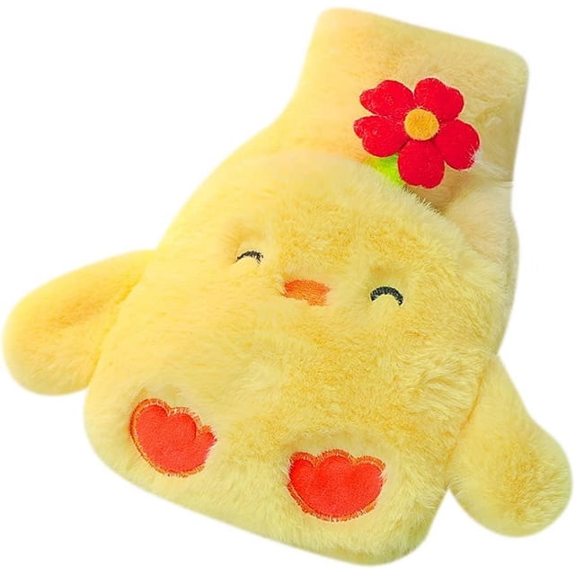Bolsa de agua caliente de 500 ml - Acogedora y esponjosa felpa suave y lindo patrón de pollo Bolsa de agua caliente Funda de goma Cómoda, segura y duradera para las piernas traseras