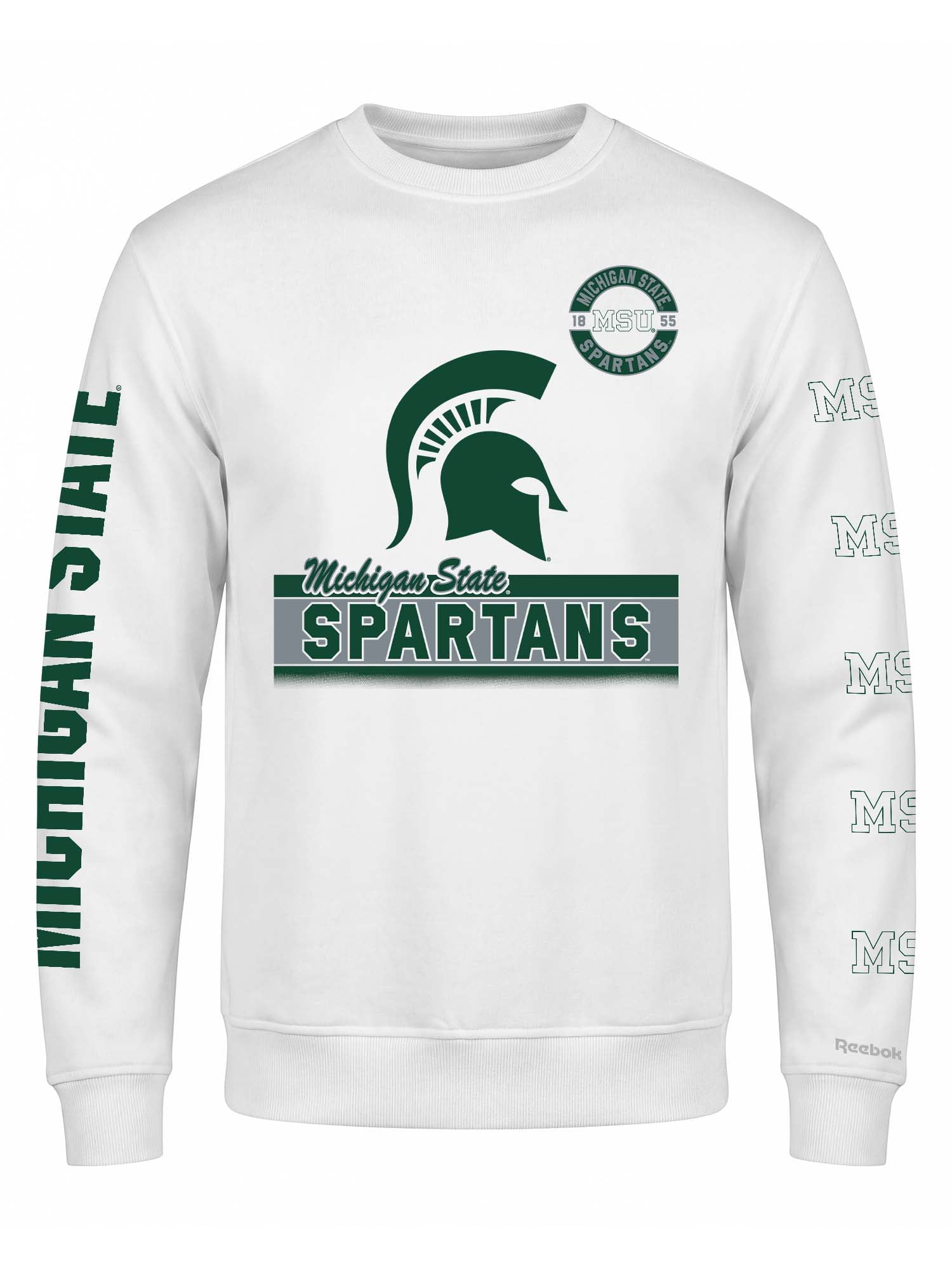Michigan State Spartans Reebok Mens White Crew Sweatshirt
