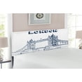 thumbnail image 2 of London Headboard, Tower Bridge in London British Architecture International Culture Illustration, Upholstered Decorative Metal Bed Headboard with Memory Foam, Full Size, Black White, by Ambesonne, 2 of 4