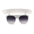 thumbnail image 3 of Womens Large Flip Up Visor Flat Top Horn Rim Plastic Sunglasses White Smoke, 3 of 4