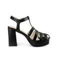 thumbnail image 3 of BLISSFUL STEP Women's Platform Square Toe T-Strap Block Heel Sandals Black 7, 3 of 6