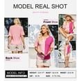 thumbnail image 3 of Camisa Dokotoo de punto gofrado con cuello en V y bloque de colores para mujer, rosa M, 3 of 6