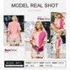 thumbnail image 3 of Camisa Dokotoo de punto gofrado con cuello en V y bloque de colores para mujer, rosa M, 3 of 6
