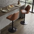thumbnail image 6 of COLAMY Modern Adjustable Bar Stools, Set of 2 Swivel Kitchen Counter Stools, 25"-33" Height, Premium Faux Leather for 35"-45" Tables, Brown, 6 of 10