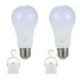 thumbnail image 1 of Pack of 2 Multifunctional Rechargeable 6W Emergency LED Light Bulbs 60W Equivalent 6000K Bright Outdoor Hanging Lamp Lights for Power Outage Camping Garden Parties--E26/E27, AC100~240V, 1 of 7