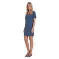 thumbnail image 2 of Solid Color Loose Fit V Neck T Shirt Style Womens Knee Length Dress, 2 of 5