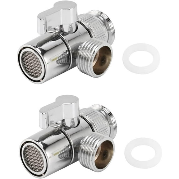 2X Faucet Valve Diverter Sink Valve Water Tap Faucet Splitter Adapter Home Bathroom Kitchen Diverter
