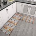 thumbnail image 3 of Bohemian Brown Geometry Rugs and Mats Non Skid Washable Absorbent Microfiber Soft Kitchen Mat for Floor Set Of 2 Decor Stain Resistant 17"x47"+17"x30", 3 of 7