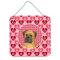 Bullmastiff Hearts Love and Valentines Day Portrait Wall or Door Hanging Prints