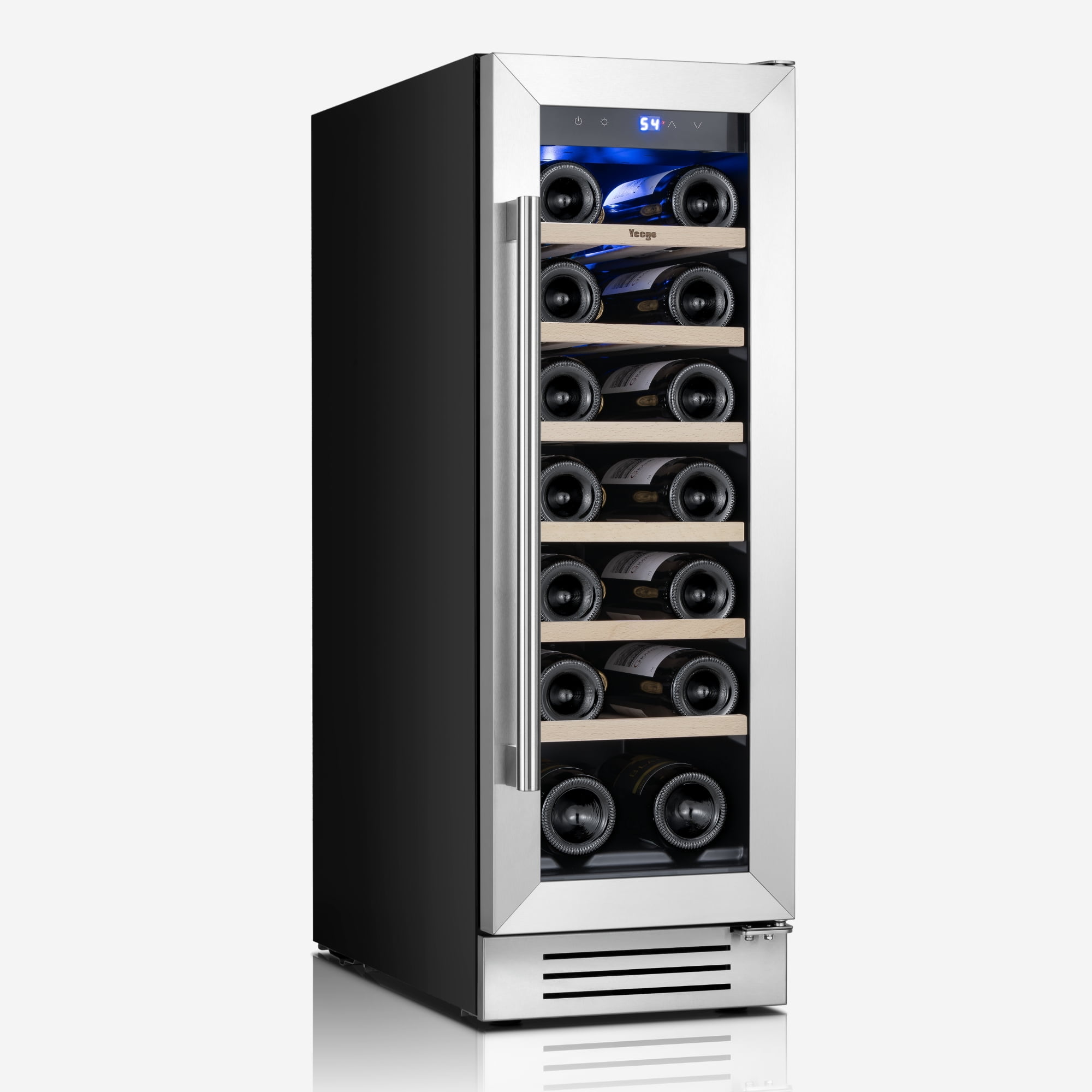 Yeego 12" Wine Cooler Refrigerator, 18 Bottles Wine Refrigerator with Compressor, Wine Fridge with Glass Door ， Built-in Undercounter or Freestanding