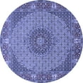 thumbnail image 1 of Ahgly Company Machine Washable Indoor Round Medallion Blue Traditional Area Rugs, 6' Round, 1 of 4