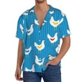 thumbnail image 3 of Xecao offers the Cartoon Chicken for Men's Casual Short-sleeved Shirt, a button-up collared shirt with a pocket, perfect for beach vacations and yacht travel in the Large size., 3 of 7