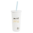 thumbnail image 1 of Kate Spade New York Vaso aislado para novia con pajita reutilizable, 20 onzas, Miss to Mrs. (blanco), 1 of 5