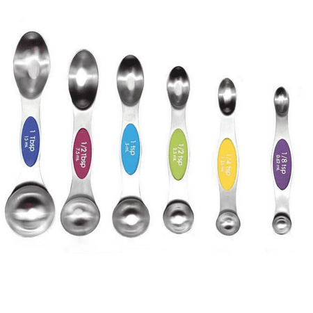 

Set of 6 Magnetic Measuring Spoons Stainless Steel Measuring Spoon Dual Sided Metal Measuring Spoons