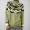 thumbnail image 2 of larppty Women's Fair Isle Sweater Casual Crewneck Long Sleeve Lightweight Vintage Knit Jumper Tops (Light Green, 3XL), 2 of 8