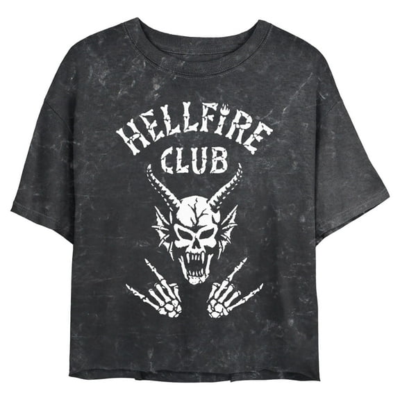 Netflix Junior's Stranger Things Skeleton Hellfire Club Demon Art Cropped T-Shirt