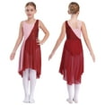 thumbnail image 3 of Oyolan Robe de Ballet Sans Manches à Blocs de Couleur Scintillante à Paillettes pour Filles Vêtements de Danse Lyrique Tenue de Performance Bourgogne 12, 3 of 7