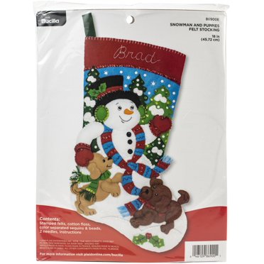 Kit Calza Natalizia In Feltro Bucilla 45,7 Cm – Campane E Pois, Ricamo Fai Da Te