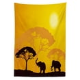 thumbnail image 2 of Safari Outdoor Tablecloth, African Wildlife Animals Elephants Sun Beams Trees Print Art, Decorative Washable Fabric Picnic Table Cloth, 58 X 84 Inches,Earth Yellow Marigold Dark Brown, by Ambesonne, 2 of 2