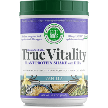Green Foods True Vitality Plant Protein Powder, Vanilla, 15g Protein, 1.6 Lb