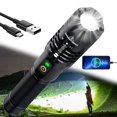 thumbnail image 1 of 99000lm Led Tactical Flashlight Super Bright Zoomable Work Light Hand Lantern with Rechargeable Battery, 1 of 8