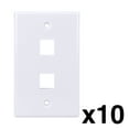 thumbnail image 1 of Construct Pro Single Gang 2-Port Keystone Wall Plate (10 Pack, Color: White), 1 of 5