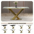 thumbnail image 6 of LeisureMod Voren Mid-Century Modern Dining Table with a 55" Sintered Stone Rectangular Tabletop in Gold Stainless Steel Base for Kitchen and Dining Room, Light Grey, 6 of 10