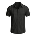 thumbnail image 3 of COSFO Mens Casual Button Down Shirts Short Sleeve Summer Black Shirt Beach Collared Loose Fit Men's Shirts S, 3 of 6