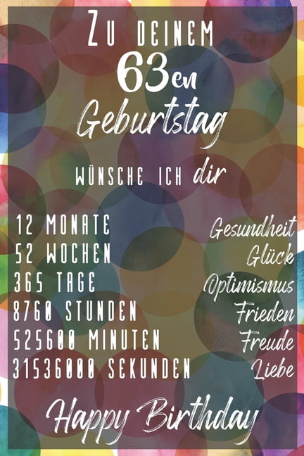 Zu deinem 63en Geburtstag wünsche ich dir Liniertes Notizbuch I