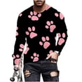 thumbnail image 3 of Ceisia Men's Colorful Glitter Paw Print T-Shirt | Slim Long-Sleeve Crewneck Casual Top Gift, 3 of 5