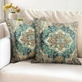 thumbnail image 2 of Boho Pillow Covers 20"x20" Set of 2 Vintage Carpet Green Bohemian Throw Pillow Case Soft Square Decorative Pillowcases for Home Decor Sofa Car Living Room, 2 of 6
