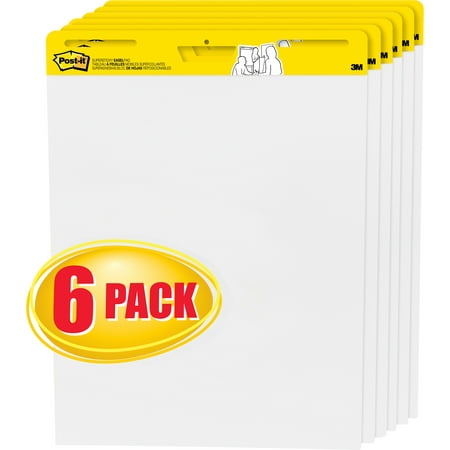 Post-it Self-Stick Easel Pads Value Pack  25 x 30-Inches  White  30-Sheets/Pad  6 Pads/Pack