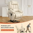 thumbnail image 5 of TEKAMON Infinite Position Lift Recliner Chair for Elderly with Heat Massage and Extended Footrest Lay Flat Sleeping Leather Dual Motor Power Lift Chair for Living Room (Beige), 5 of 11