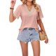thumbnail image 4 of Lucakuins - Camisetas informales de verano para mujer, manga corta, cuello en V, color de contraste, camisetas holgadas Lucakuins  moda, 4 of 8