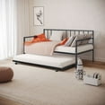 thumbnail image 6 of LHYY Contemporary Style 1pc Twin Size Metal Daybed With Trundle Mattress Ready Full Metal Structure Black Finish, 6 of 6