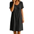 thumbnail image 5 of Horkkom T Shirt Dress Women Solid Color Short Sleeve Crew Neck Midi Dresses Summer Loose Casual Dresses, S-3XL, 5 of 8