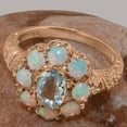 thumbnail image 6 of LBG British Made 14k Rose Gold ring with Natural Aquamarine & Opal Womens Statement Ring - 33 size options - Size 11.25, 6 of 8