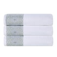 thumbnail image 2 of Superior Medallion Cotton Bath Towels, Set of 3, White/ Silver, 2 of 8