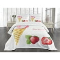 thumbnail image 3 of Ambesonne Ice Cream Quilted Bedspread Set 3 Pcs, Summer Flavors, King Size, Sand Brown Pale Pink, 3 of 5