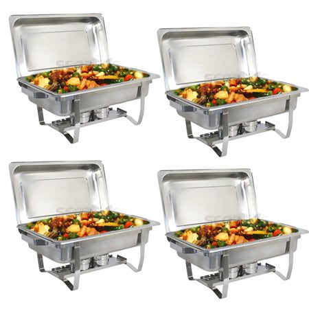 Zeny Upgraded 8 Qt Stainless Steel Chafer Dishes, Full Size Chafer Chafing Dish w/Water Pan, Food Pan, Alcohol Furnace and Lid (Pack of (Best Food For Chafing Dishes)