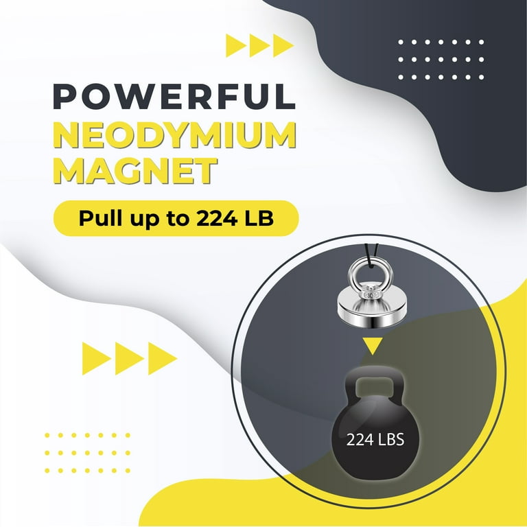 Fishing Magnet Up to 224LB , Powerful Neodymium Rare Earth Magnet