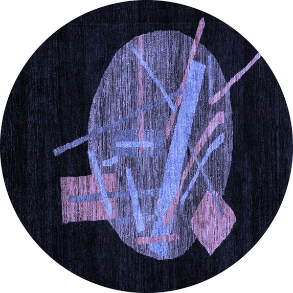 Ahgly Company Indoor Round Oriental Blue Modern Area Rugs, 3' Round