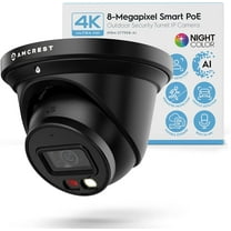 Amcrest 4K Night Color AI Turret IP PoE Camera 49ft Full Color Nightvision, Security IP Camera, Built-in Microphone, Human Detection, Perimeter Protection, 129° FOV, 4K@15fps IP8M-2779EB-AI (Black)