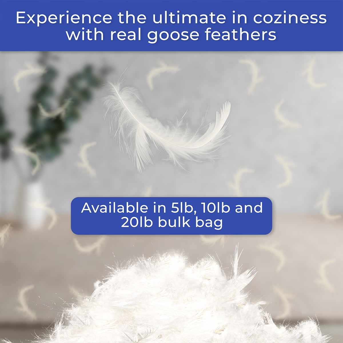 NEXTGEN Premium White Down/Goose Feathers 10/90 Stuffing & Fill Hypoallergenic Pillow Filling, restuffing, Fluffing, for Cushions, Comforters, Jackets - for DIY Projects and Home Décor