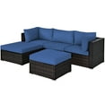 thumbnail image 3 of Costway 5PCS Patio Rattan Furniture Set Sectional Conversation Set Ottoman Table Navy, 3 of 10