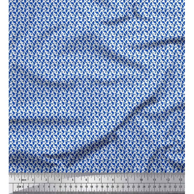 Soimoi Silk Fabric Dolphin Small Print Fabric by Yard 42 Inch Wide