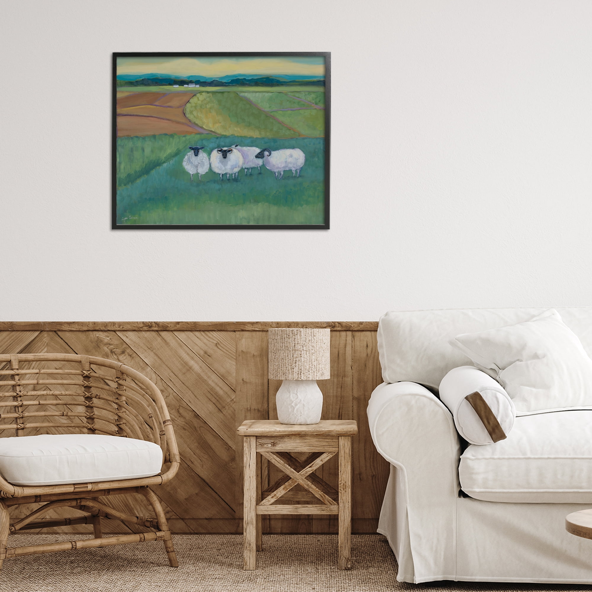 Stupell Industries Sheep Herd Meetup Black Framed Giclee Art, design by Lynn Ericson Fine Art